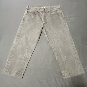 Levis 501 Jeans Mens 36x23 Gray Button Fly Straight Leg Cropped Trousers Retro
